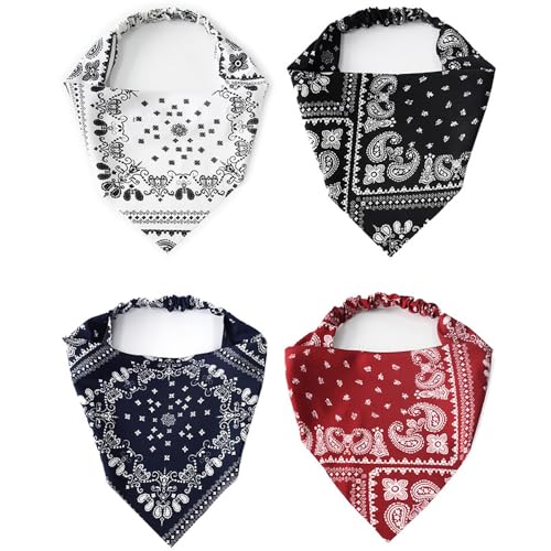 HOOTO 4 Pack Hair Scarf Headband for Women, Elastic Boho Triangle Bandana Head Scarf, Non Slip Paisley Print Headbands Hair Scarves for Women and Girls, Hair Accessories