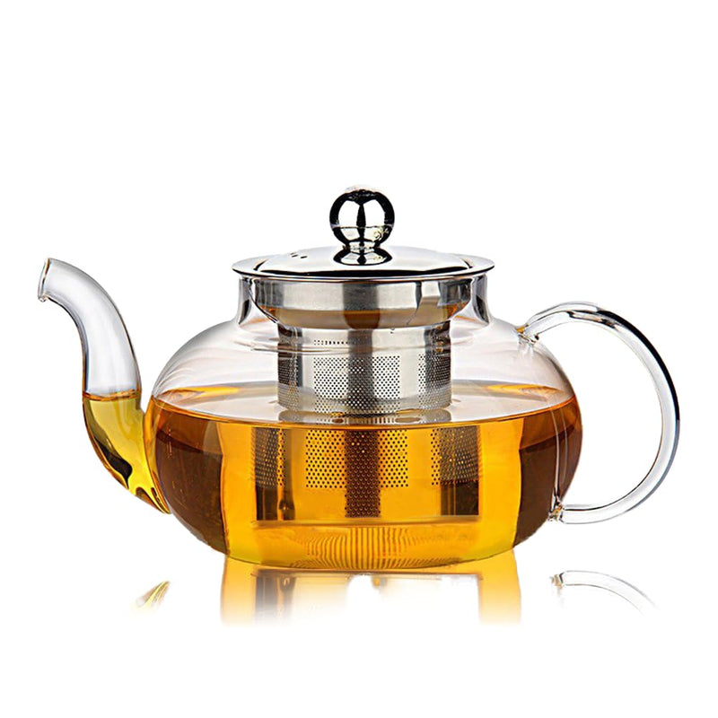 Hiware Glass Teapot with Removable Stainless Steel Lid & Infuser, 33 Ounce Teapot Stove Top Safe for Blooming & Loose Leaf