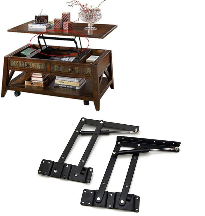 Azonee Modern Black Steel Coffee Table Lift Up Top Furniture Hinge, 1 Pair 50kg/100LB Spring Standing Desk Frame