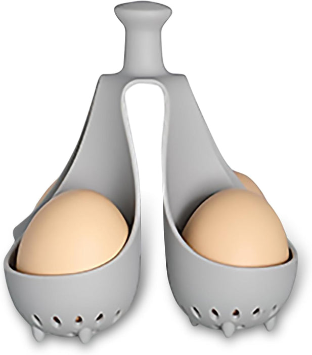 GraGra Silicone Egg Cooker Holder, Egg Boiling Support, Egg Cooker Holder for 4 Eggs, Heat Resistant Silicone Egg Steamer Rack, Eggs Poacher Brackets, for Home, Kitchen, Grey