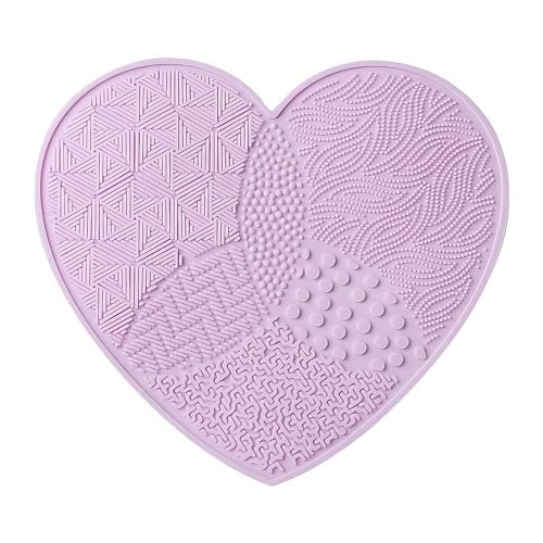 Heart Shaped Portable Makeup Brush Cleaning Pad With Suction Cup | Beauty Tool | Makeup Brush Cleaner Mat | Makeup Accessories - 1pc - Random Colour (Heart, 1)