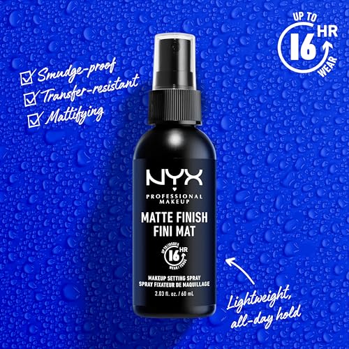 NYX PROFESSIONAL MAKEUP Makeup Setting Spray - Matte Finish, Lightweight, Long-Lasting, Extends Makeup Wear Up to 16 hours, Vegan and Cruelty Free Formula, 60ml