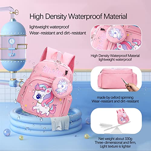 HYGEIAN Toddler Backpack Cute Cartoon Schoolbag Lightweight Bookbags Daypack School Backpack with Adujustable Strap Small Preschool School Bag with Coin Pocket for Girls Boys (Pink), One Size