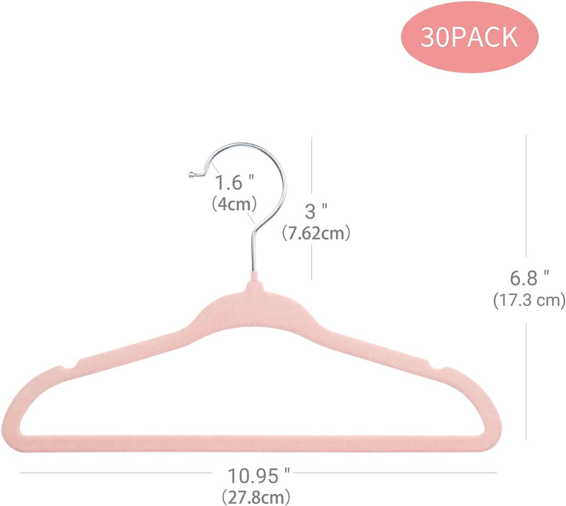 ManGotree 30 Pack 11inch Baby Clothes Hangers, Velvet Kids Toddlers Coat Hangers with Ultra Thin & Non-Slip Design (Beige)