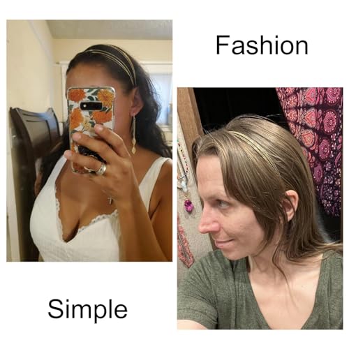 HBSTUDIO Multi Layers Metal Headbands for Women, Fashion Thin Headband Layered Gold Elegant Hairbands Headpiece Hair Accessories for Girls(2pack)