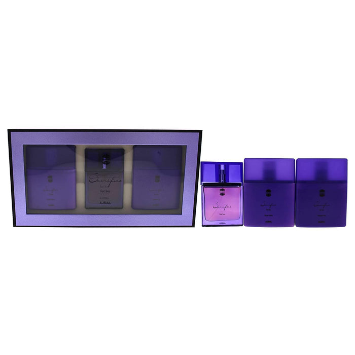 Ajmal Sacrifice Women 3 Pc Gift Set 1.7oz EDP Spray, 7.5oz Shower Gel, 7.5oz Body Lotion