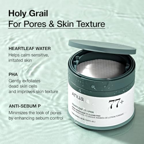 ANUA Heartleaf 77 Toner Pad, Mild Exfoliating Facial Pads for Glass Skin, Hydrating Pore Care for Sensitive Skin, Heartleaf Extract, PHA, Centella, Non comedogenic, Korean Skin Care (70 Pads)
