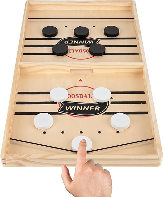 INFLUX Large Sling Puck Game -Foosball Winner Board Game-Rapid Sling Table Battle- High-Speed Wooden Hockey Table Game for Adults, Kids, and Family Fun