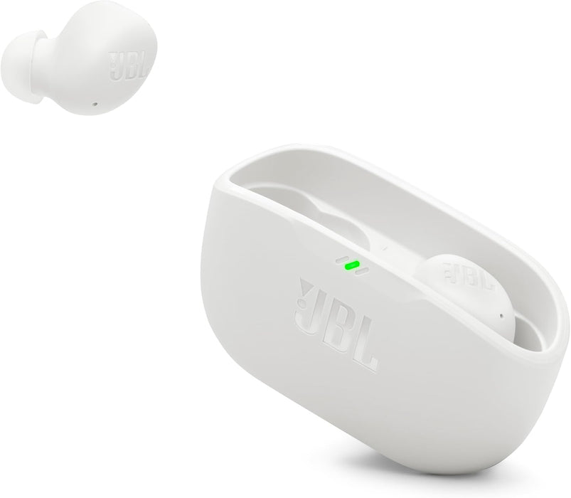 JBL Vibe Buds 2 - True Wireless Noise Cancelling Earbuds Pure Bass Sound & Smart Ambient Technology, 4mics for Crisp, Clear Calls, up to 40Hrs of Playback, IP54 Dust & Water Resistant (White)