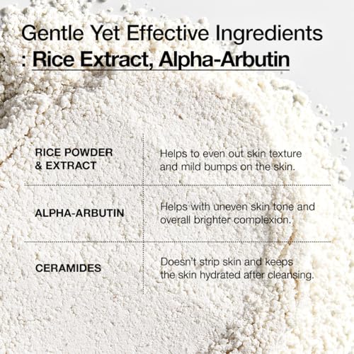 ANUA Rice Enzyme Brightening Cleansing Powder, Rice Mask, Ceramide, Gentle Face Wash for Brightening, Radiant Skin, Facial Cleanser for Dry Skin, Korean Skincare, Fragrance Free, 40g/1.41fl.oz.