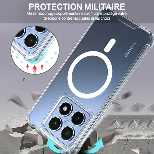 YINLAI For Xiaomi 14T Case Compatible with Mag Safe, Mobile Phone Case Xiaomi 14T Magnetic 4 Corner Airbags Drop Protection Shockproof Cover Case Protective Case for Xiaomi 14T 5G 6.67 Inch