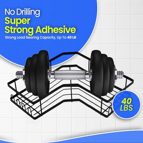 HOMIBIZ Shower Caddy 3 Pack, Adhesive Shower Organizer for Bathroom Storage & Kitchen, No Drilling, Large Capacity, Rustproof Stainless Steel Bathroom Organizer