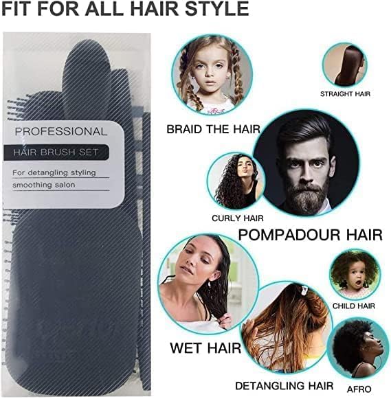 Homarket Paddle Hair Brush, Detangling Brush and Hair Comb Set for Men and Women, Great On Wet or Dry Hair (Black-4pcs)