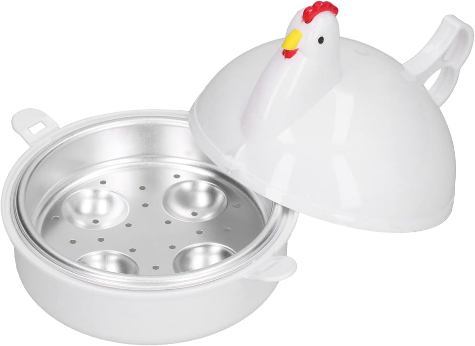 Cryfokt Egg Cooker, Chicken Shaped Microwave Eggs Boiler, Stainless Steel Egg Poachers with 4 Cooker Egg Cups, Rapid Electric Egg Boiler for Home Kitchen, Perfect Egg Maker, Egg Steamer Maker