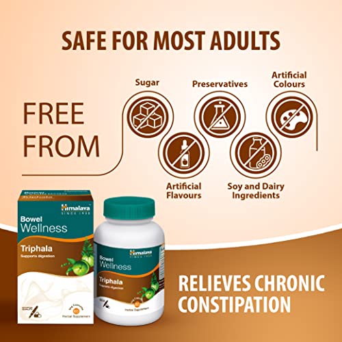 Himalaya Herbals Triphala, Gut Detox, Colon Cleanser, Supports Digestion, Relieves Constipation, Herbal Veggie Capsule