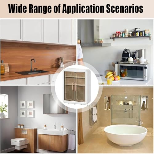HIKKY Bathroom Storage Cabinet,Wall Mounted Bathroom Cabinet Storage Shelf,Double Door Medicine Cabinet, Space Saving Bathroom Wall Cabinet,Utility Cabinet Organizers Bathroom Storage Cupboards
