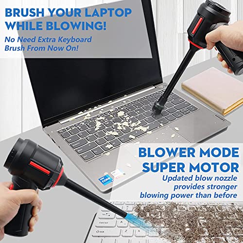 3-in-1 Computer Vacuum, Compressed Air Duster Blower, Portable Handheld Vacuum Cleaner Cordless, Rechargeable car Hoover, Mini Keyboard Cleaner Kit, Electric Spray air can for PC, Laptop, Electronics