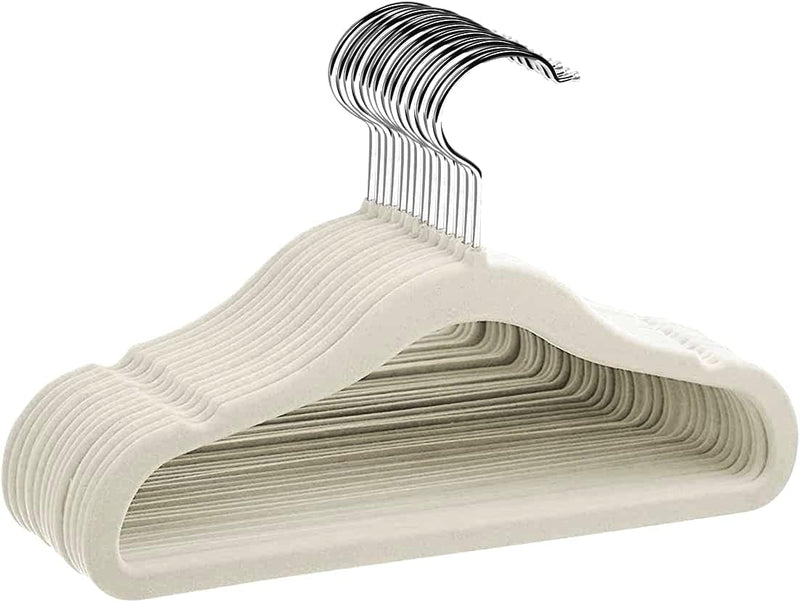 ManGotree Baby Velvet Hangers, Infant and Toddler Hangers, Non-Slip Children Hangers, Ultra-Slim Space Saving Kids Hangers, Sturdy Clothes Hangers 15 Pack (White)