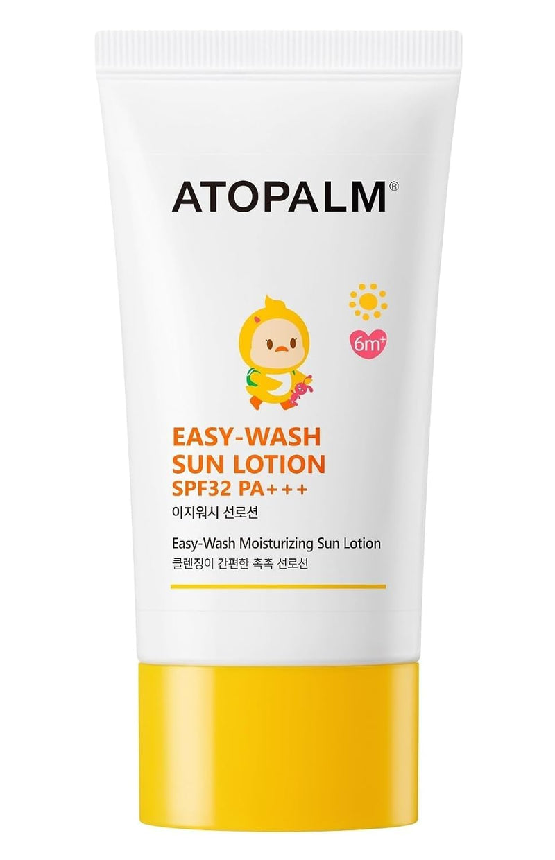 Atoplam Easy-Wash Sun Lotion SPF32 PA+++ 60ml 2.0 fl oz, Non-Sticky Moisturizing Sun Lotion Easy To Wash Off, MLE Korean Mineral Sunscreen