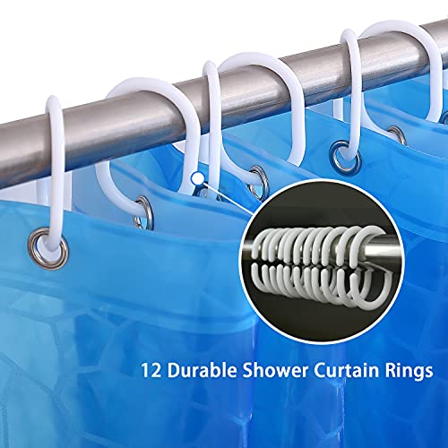 Bostofy Waterproof EVA Thick Shower Curtain Liner with Heavy Duty 3 Bottom Magnets for Shower Stall, Bathtubs, 3D Pebble Pattern, 72 x 72,12 Hooks