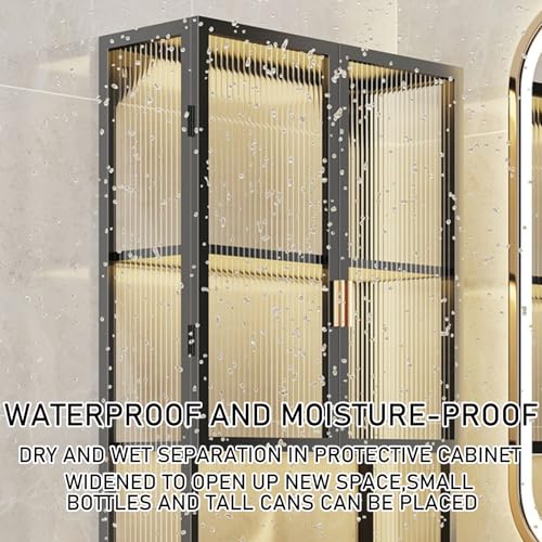 HIKKY Bathroom Storage Cabinet, Wall Mounted Bathroom Organizer Cabinet with Magnetic Door, Large Bathroom Wall Cabinet Medicine Cabinet, Utility Cabinet Organizer for Bathroom, Kitchen(Black)