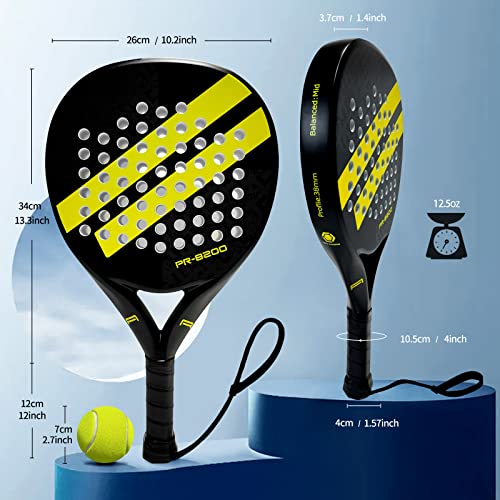 ianoni Paddle Tennis Racket Carbon Fiber Surface with EVA Memory Flex Foam Core POP Padle Racquts