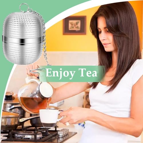 IKEEP Tea Infuser for Loose Tea, Stainless Steel Tea Ball Infuser with Chain, Tea Ball Strainers Mesh Tea Infuser for Loose Leaf Tea, Herbal Tea, Mugs Teapots