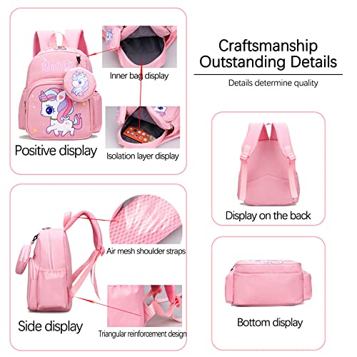 HYGEIAN Toddler Backpack Cute Cartoon Schoolbag Lightweight Bookbags Daypack School Backpack with Adujustable Strap Small Preschool School Bag with Coin Pocket for Girls Boys (Pink), One Size