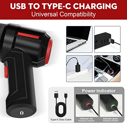 PeroBuno Compressed Air Duster & Mini Vacuum Keyboard Cleaner 3-in-1, New Generation Canned Air Spray, Portable Electric Air Can, Cordless Blower Computer Cleaning Kit, Basic-black