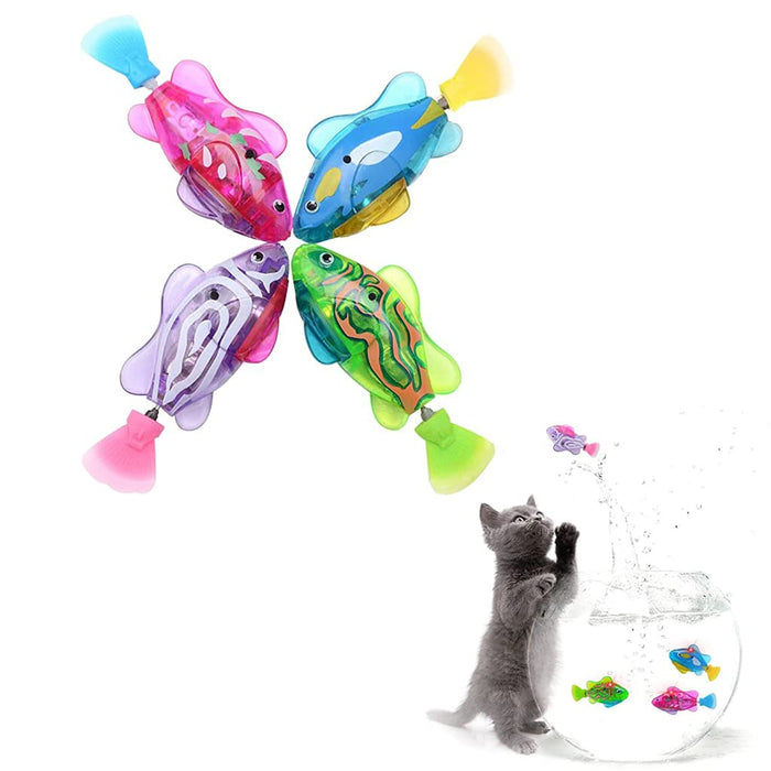 ELECDON Electric Fish Toy, Creative Colorful Water Activated LED Robot Fish Toy Funny Cat Fish Toy Swimming Robot Fish Bathtub Toys Birthday Gift for Cat, Toddlers, Boys and Girls, 4 Pcs