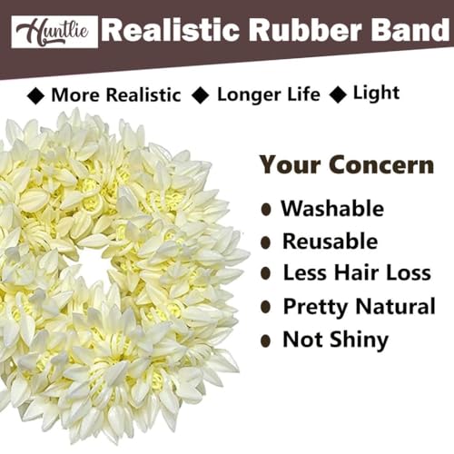 Huntlie 2 Pcs Hair Mogra Scented Rubber band Gajra Hair accessories for Women And Girls, Hair Flower Bun Artificial Gajra Scrunchies