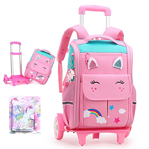 IS MUHE Backpack for School,Roller Bag with Wheels,Double Handle Rolling Backpack,Girls Travel School Children Toddler Trip Rolling Bag Girls Travel Roller Bag - m