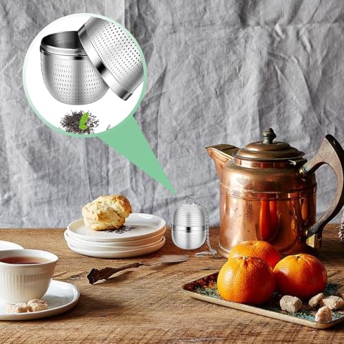 IKEEP Tea Infuser for Loose Tea, Stainless Steel Tea Ball Infuser with Chain, Tea Ball Strainers Mesh Tea Infuser for Loose Leaf Tea, Herbal Tea, Mugs Teapots