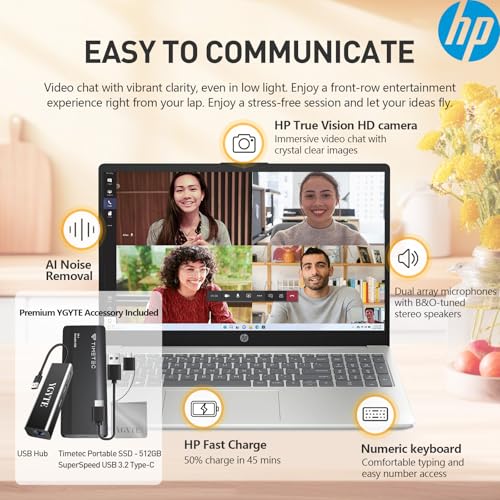 2025 HP 15.6 Laptop Computer,Intel 10-Core i5 Laptop Lifetime Office,College Students Business Laptop 15 Inch FHD,32GB RAM 1.5TB Storage (1TB SSD+512GB PSSD),Windows 11 Pro Copilot AI,Number Pad,USB-C