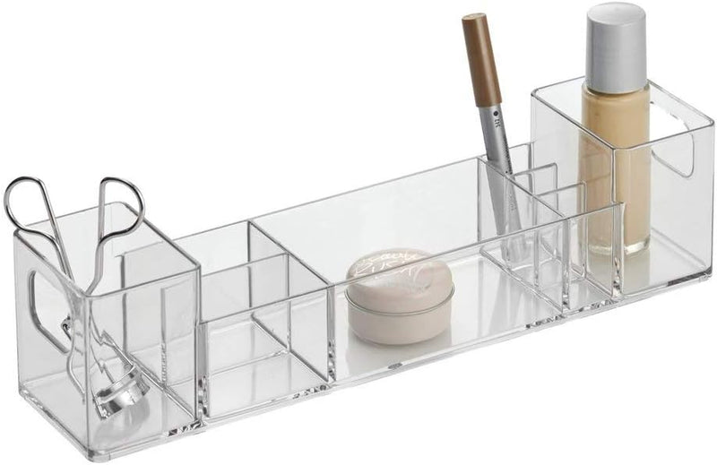 Idesign Bpa-Free Plastic Divided MakEUp Palette Cosmetic Organizer, The Clarity Collection – 9.25" X 3.86" X 3.2", Clear