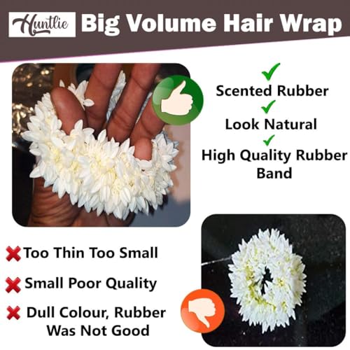 Huntlie 2 Pcs Hair Mogra Scented Rubber band Gajra Hair accessories for Women And Girls, Hair Flower Bun Artificial Gajra Scrunchies
