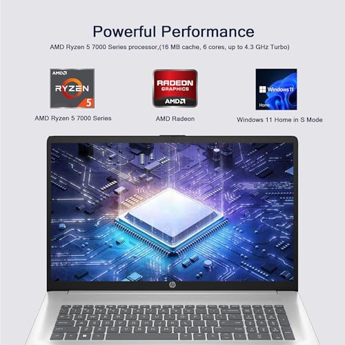 HP Laptop 17, 17.3" FHD Display, 32GB RAM, 1TB SSD, AMD Ryzen 5 Processor (Beats i7-1165G7, Up to 4.3GHz), Webcam, Numeric Keypad, Long Battery Life, Windows