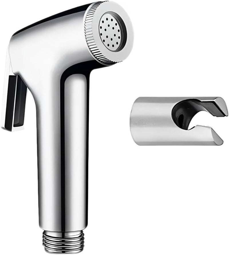 HEXAR® Handheld Bidet Sprayer with Holder, Steel Shattaf, Jet Spray for Toilet Bathroom, High Pressure Self-Cleaning Shut Off Set