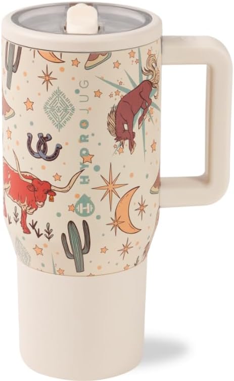 HydroJug Traveler - Modern 40 oz Tumbler with Handle & Simple Flip Straw - Car Cup Holder Friendly, Leak Resistant Water Bottle-Reusable Insulated Stainless Steel & Rubber Base - Gifts for Women & Men