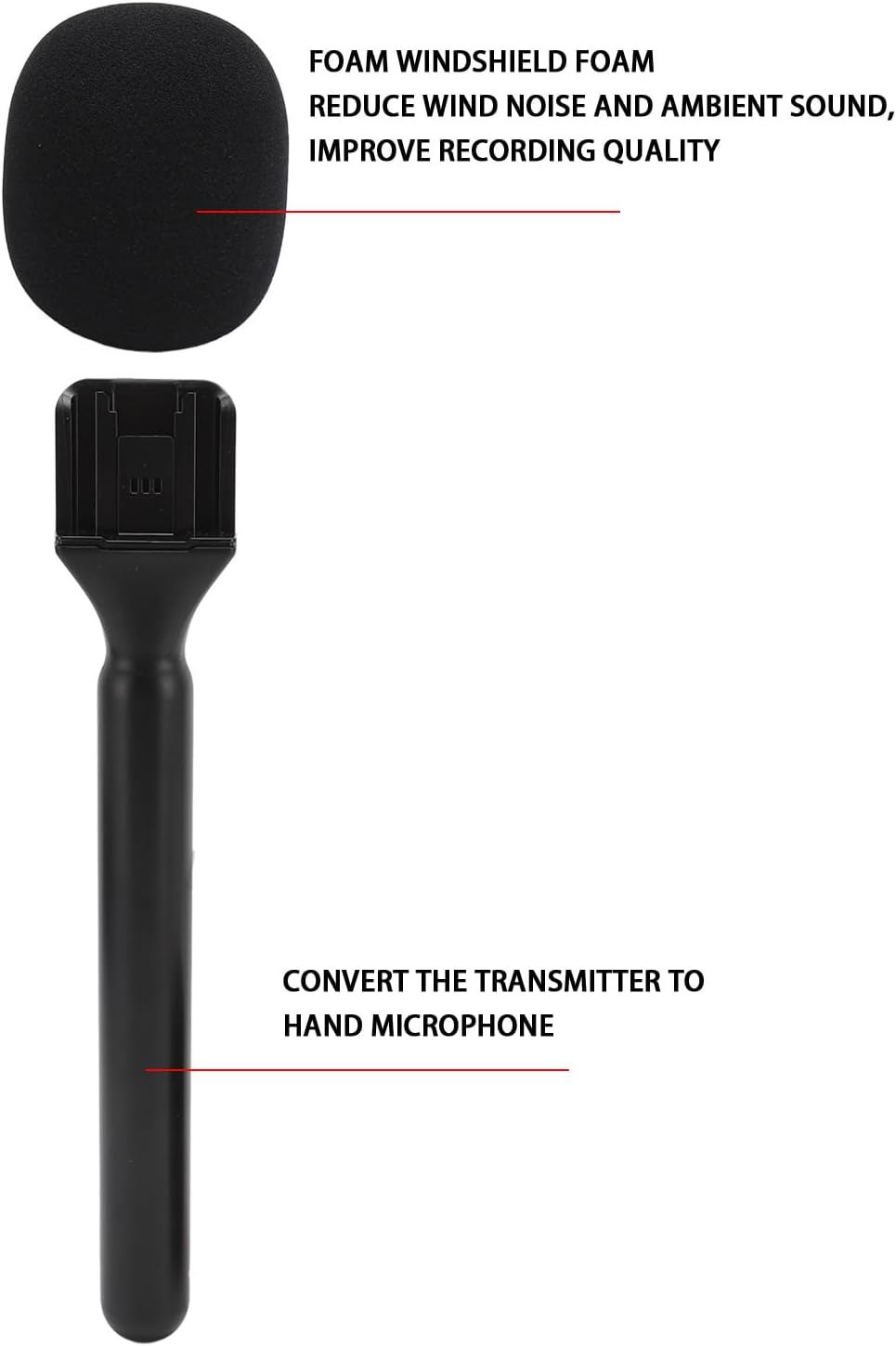 Microphone Interview Handle, 1Pcs Wireless Mic Holder Stand for Mic 1, 2, for Rode Wireless GO II, for Hollyland Lark M1, C1, 150, for G1, for Movo, Wireless Lav Mic Adapter – image 3