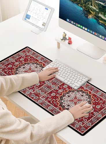 Homarket Mouse Pad Persian, Extended Mat Mousepad Desk Pad Non-Slip Rubber Base Stitched Edge Flower Keyboard Pad Playmat for Computer (Tpye-B, 80L x 30W cm)