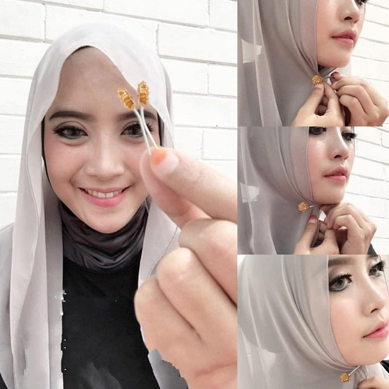 Honbay 12PCS Cute Hijab Pins Crystal Rhinestone Ball Pearl Brooch Pins Headscarf Shawl Scarf Muslim Hijab Scarf Clips Safety Pins Buttons Wedding Dress Decorative Boutonniere