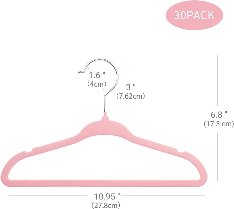 ManGotree Baby Velvet Clothes Hangers, Kids Toddler Children's Hangers for Clothes Space Saving Non-Slip (30 Pack, White)