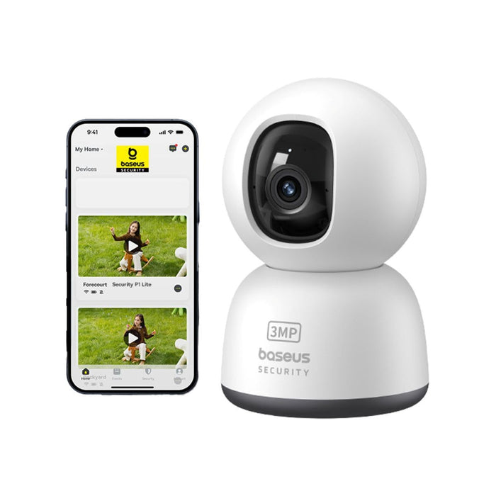 Baseus P1 Lite Pan Tilt Security 2K Indoor Camera, 3MP HD Clarity, 2-Way Audio, Night Vision, Up to 256 GB SD Card Local Storage, Motion Tracking for Baby/Pet Monitor, Works with Alexa & Google HomeMP