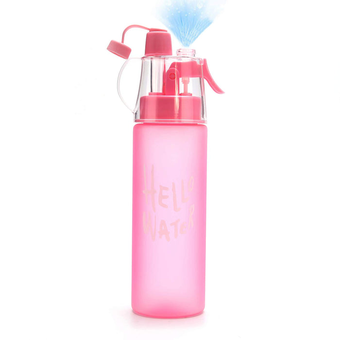 Emopeak 580ML Misting Water Bottle, 20OZ Sports Water Bottle with Spray Mist for Outdoor Hydration, BPA-Free Mist Water Bottle (Pink Frosted, 580ml/20oz)