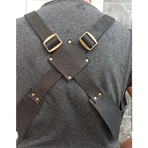 Hidden Underarm Shoulder Bag Medieval Retro Men's Underarm Anti-Theft Wallet PU Leather Adjustable Straps Underarm Double Shoulder Bag Outdoor Cell Phone Holster Bag,Black