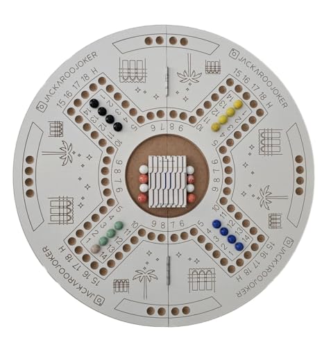 JackarooJoker Double Sided Foldable Wooden Board Game for 4 and 6 Players with BAG, White