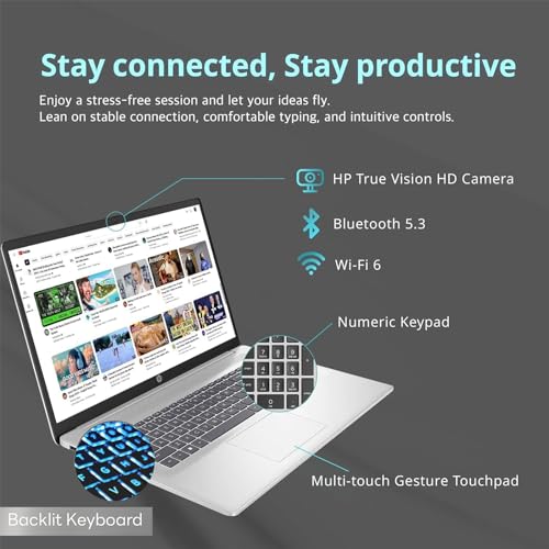 HP 17inch Touchscreen Laptop AI 2024-10Core Intel i7-150U Beat i7-1355U -Backlit Keyboard -Windows 11 - Office 365 One Year -Computadora Laptop- Work Business College (32GB RAM| 1TB PCIe SSD)