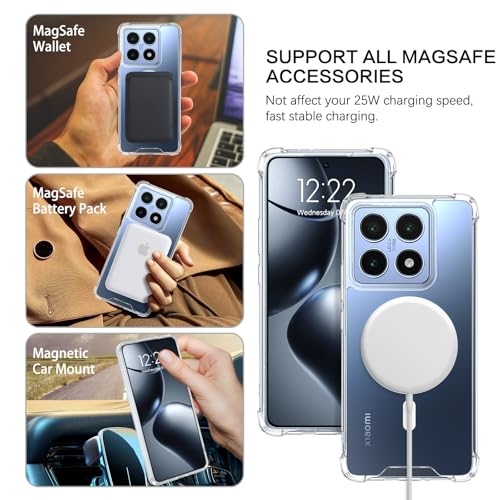YINLAI For Xiaomi 14T Case Compatible with Mag Safe, Mobile Phone Case Xiaomi 14T Magnetic 4 Corner Airbags Drop Protection Shockproof Cover Case Protective Case for Xiaomi 14T 5G 6.67 Inch