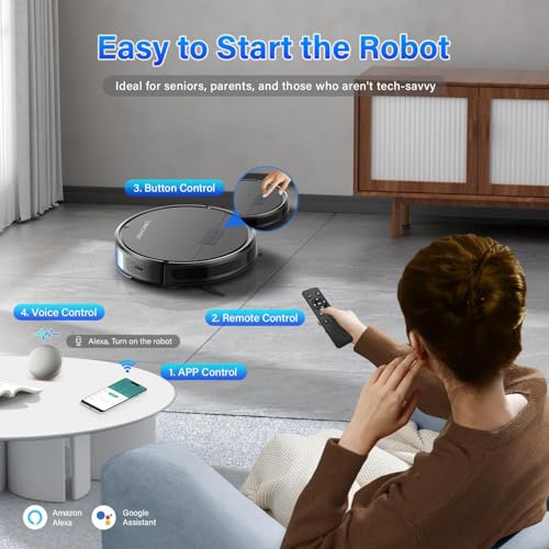SINCHER Robot Vacuum Cleaner with Mop Function, 6300Pa Strong Suction Power Vacuum Cleaner Robot, 120 Min Runtime & Self-Charging, WiFi, 2-in-1, Ideal for Pet Hair, Carpet